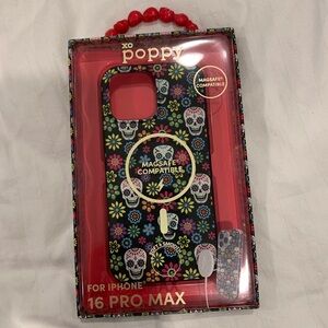 Floral Skull iPhone 16 Pro Max Case - Black NWT
